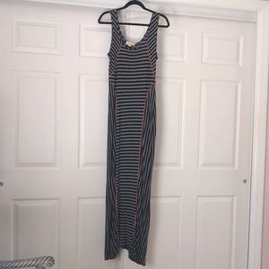 Pink Rose Striped Maxi Dress